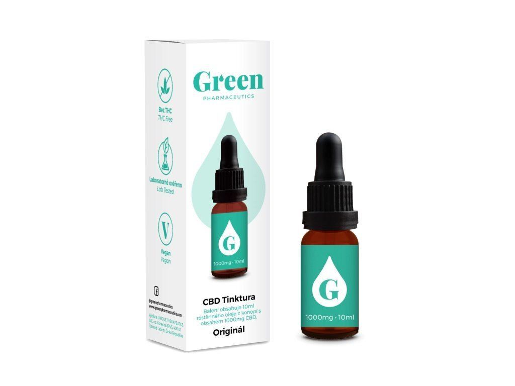 CBD olej 10 % 10 ml Green Pharmaceutics - přírodní konopné kapky 1000 mg CBD