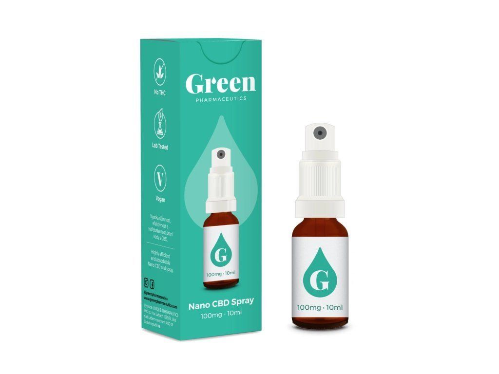CBD NANO sprej Green Pharmaceutics 10 ml - vodní nanoemulze pro rychlé vstřebání